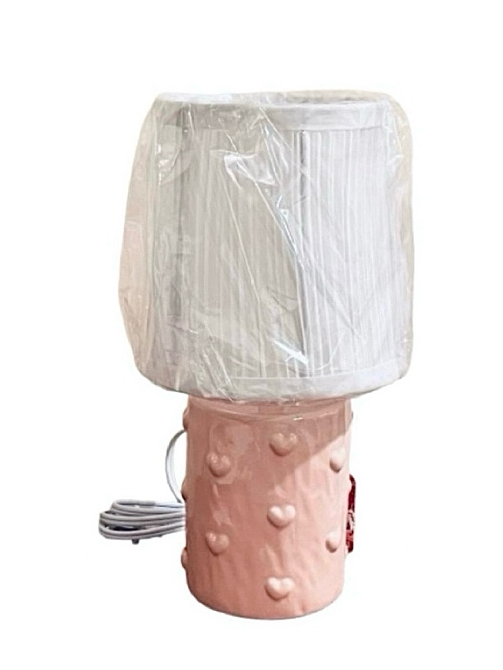 🆕- Karma Home- Viral Coquette Pink Heart Lamp with White Pleated Shade
